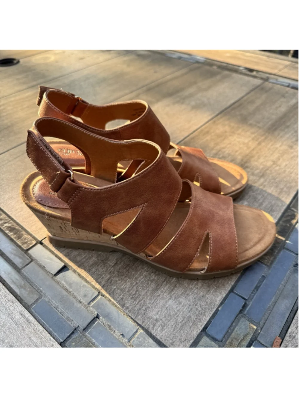 EuroSoft by Sofft Sadra Women's Tan Brown Strappy Wedge Sandals 10 Comfort Shoes